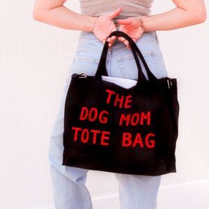 Louadore The Dog Mom Tote Bag Black and Red